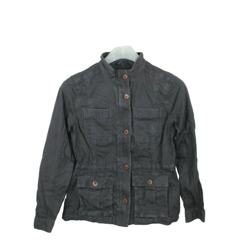LL Bean Gray Cotton Drawstring Waist Ripstop Field Utility Jacket Size S - Picture 1 of 12